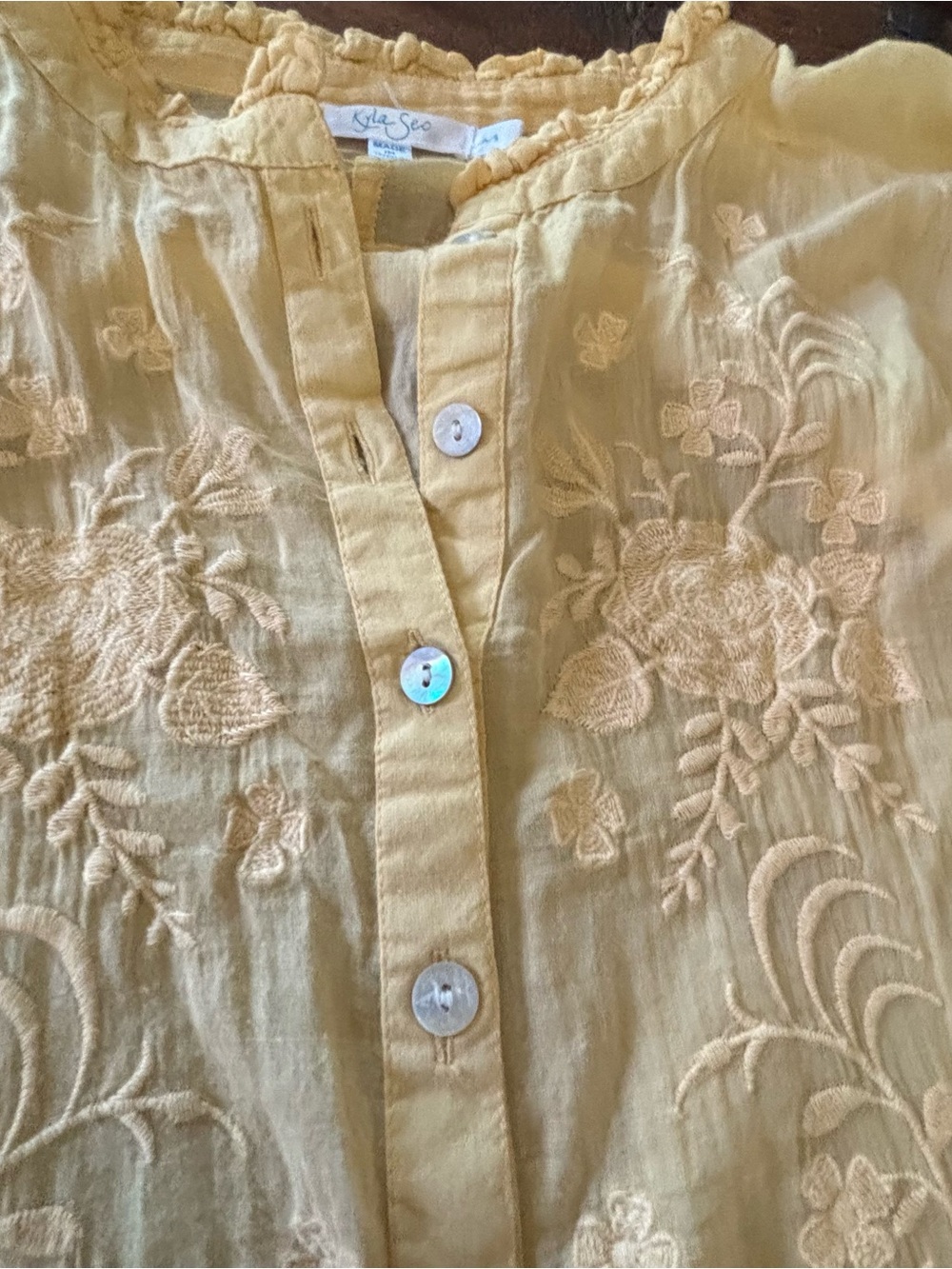 Cotton Kyla Seo Sunburst Yellow Embroidered Tunic - Picture 5 of 7